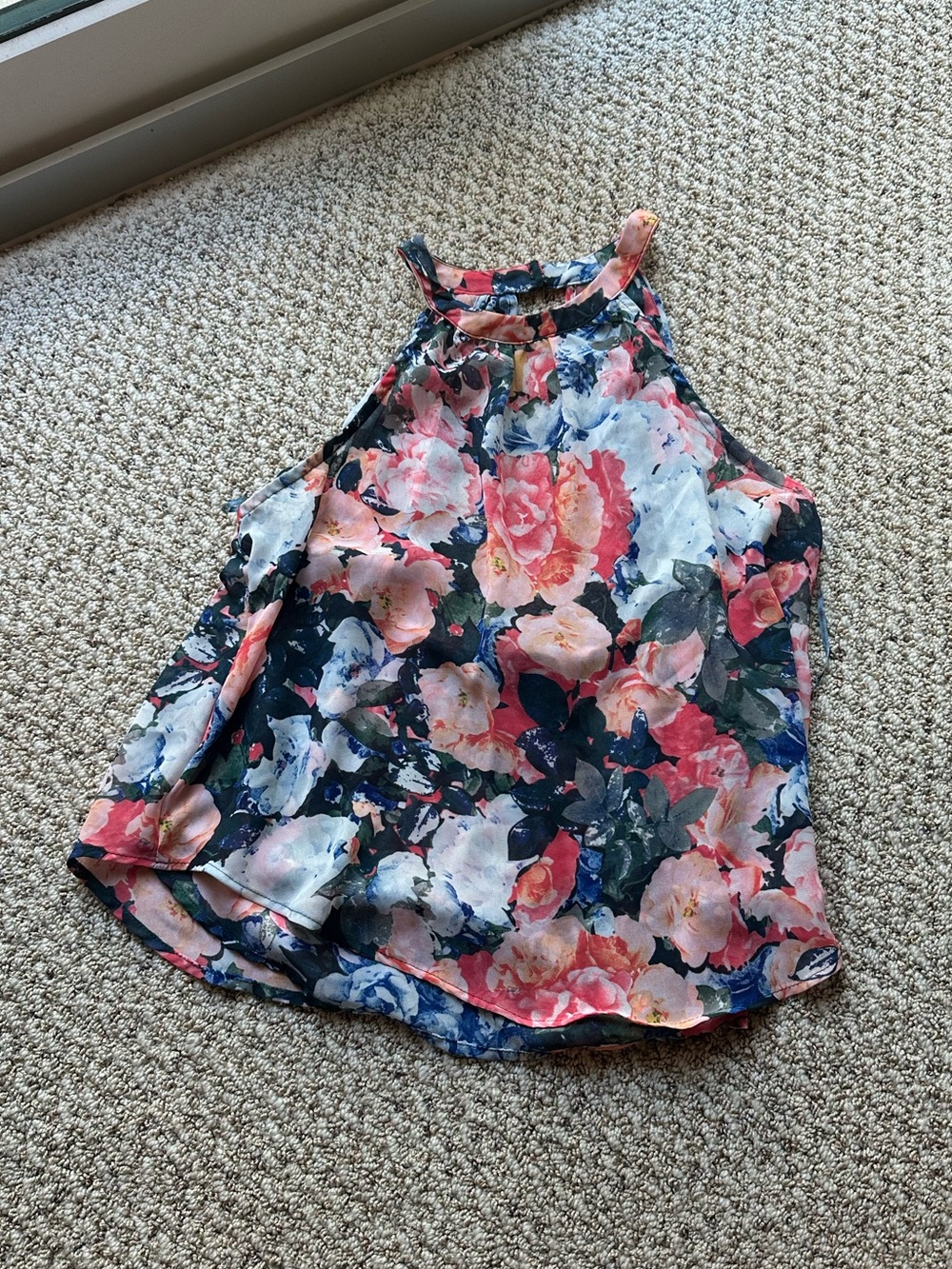 Astr Floral Halter Tank Top in Navy, Pink, Coral